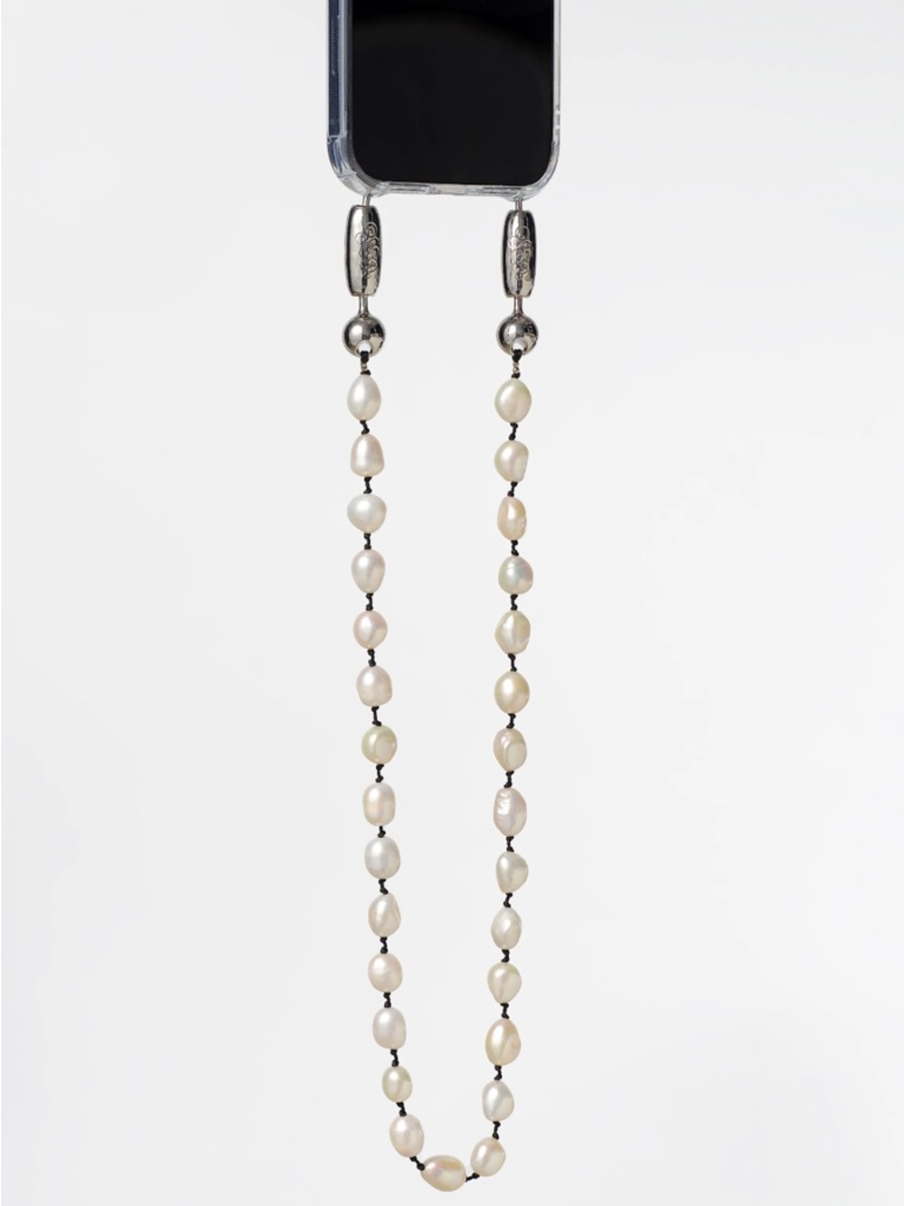 Pearl Beaded Phone Strap - White